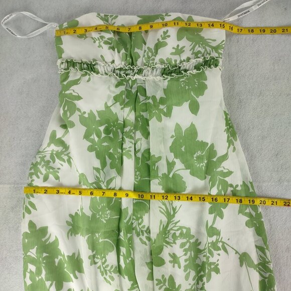 David's Bridal Women's Green Floral Strapless Dress Size 6 - Picture 8 of 12